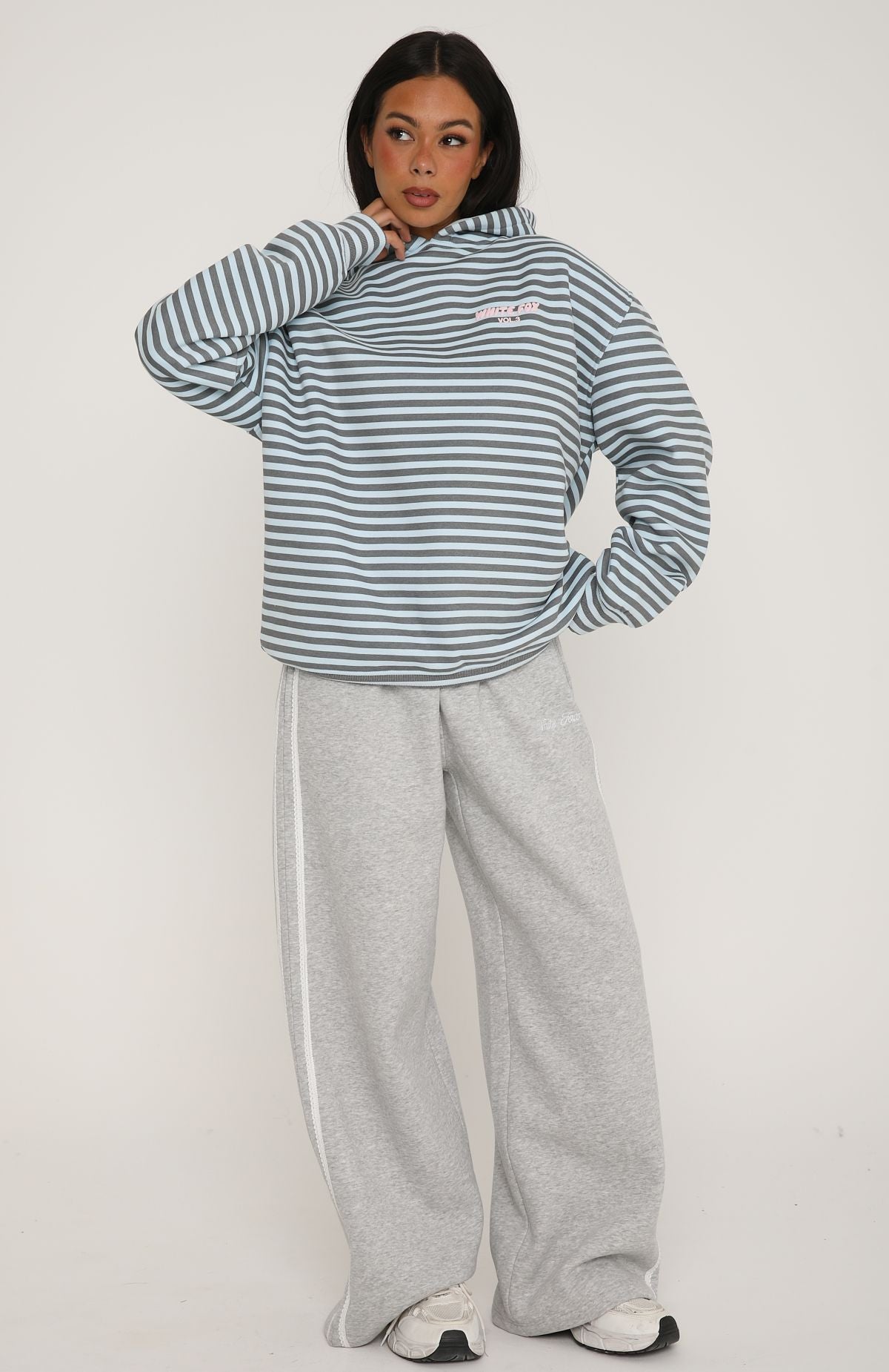 Offstage Striped Oversized Hoodie Blue/Charcoal Stripe