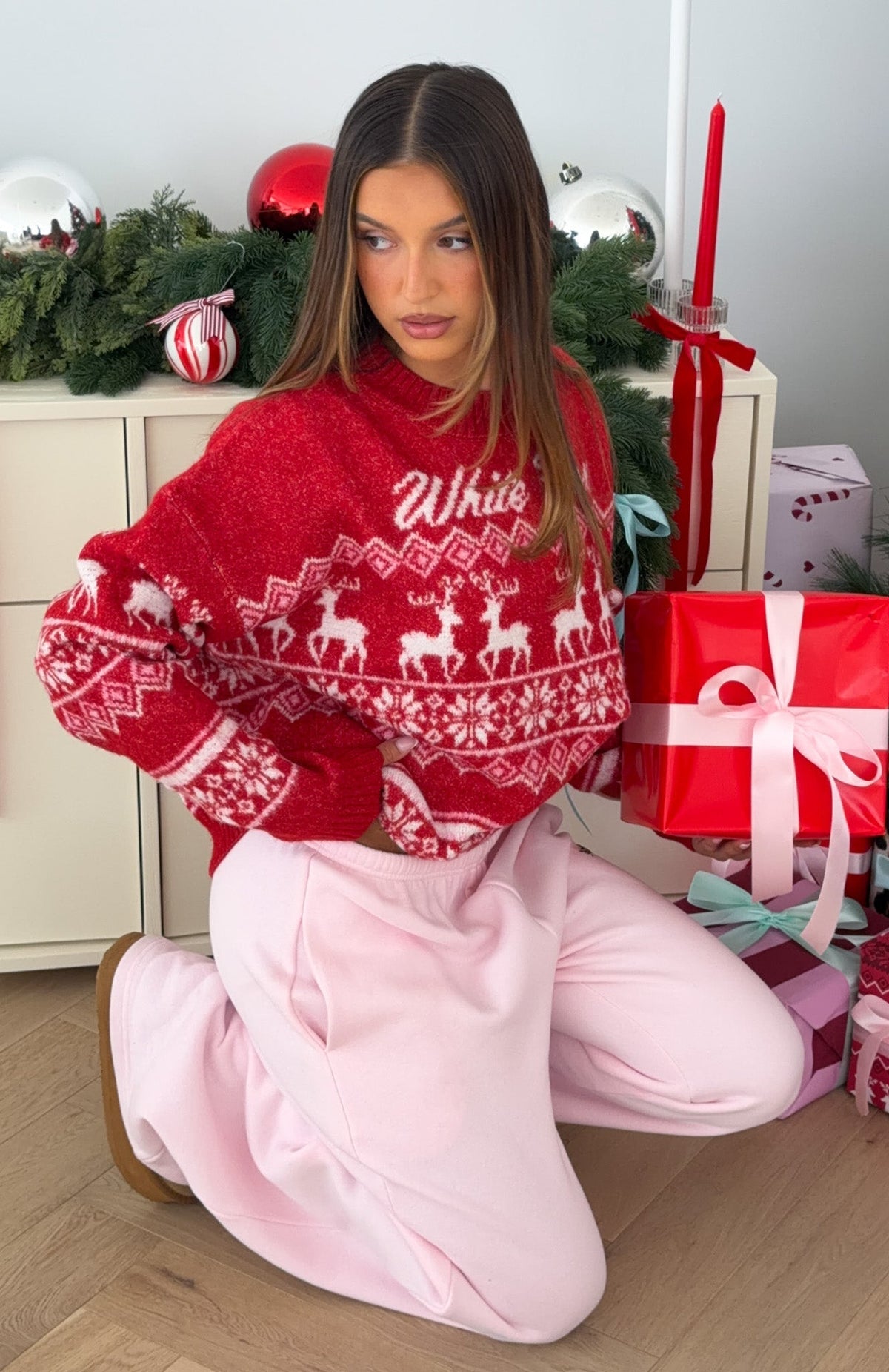 Arctic Fire Knit Sweater Merry Red