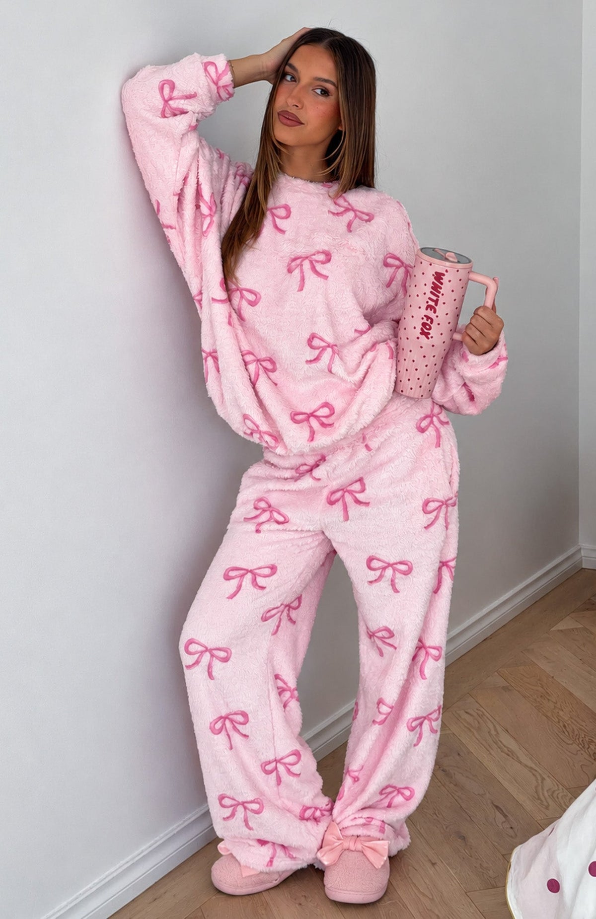 Cuddly And Cosy Pyjama Pants Pink Bow