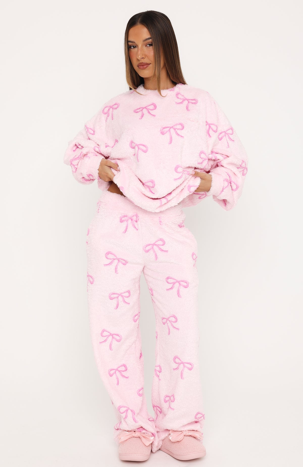 Cuddly And Cosy Pyjama Pants Pink Bow