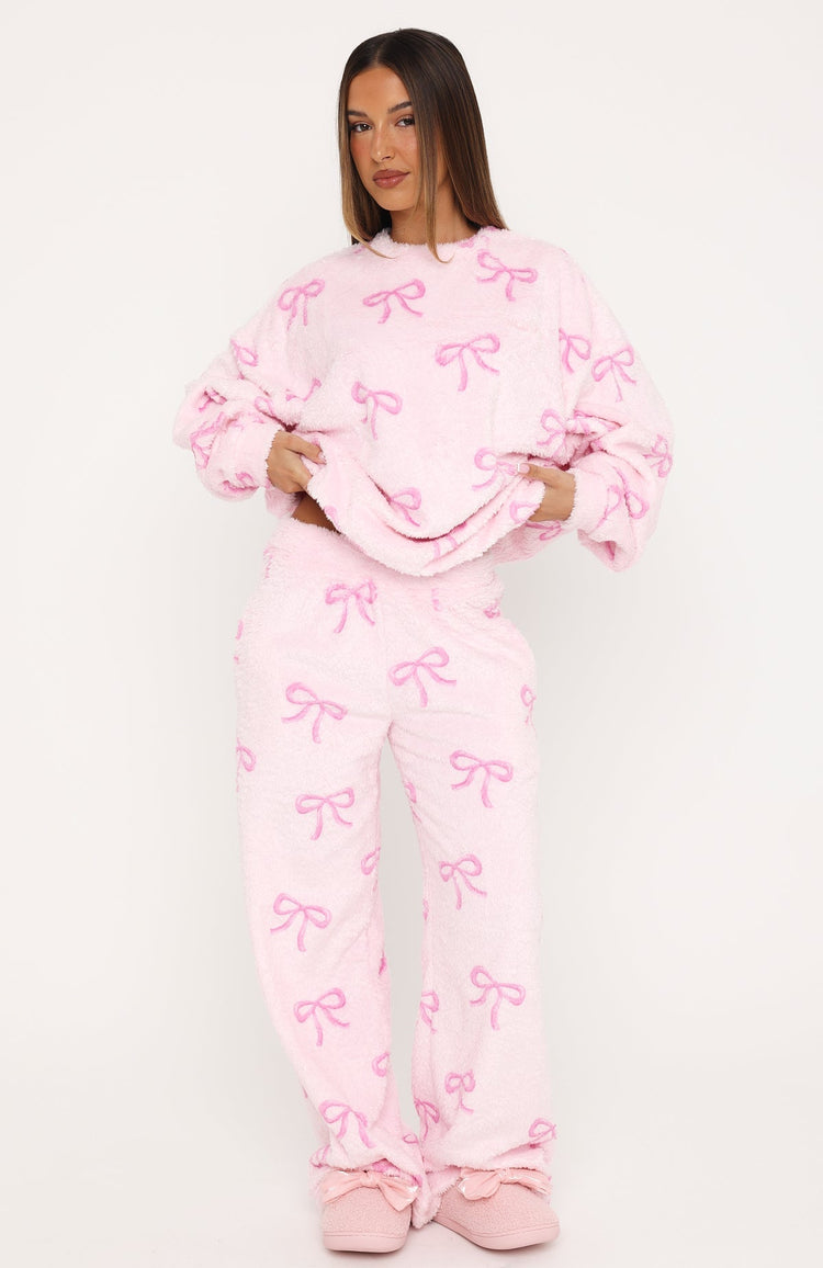Cuddly And Cosy Pyjama Pants Pink Bow