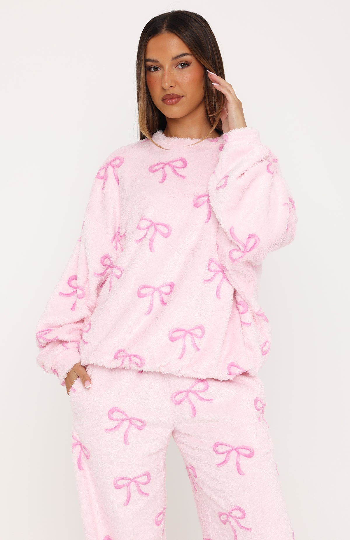 Cuddly And Cosy Pyjama Sweater Pink Bow