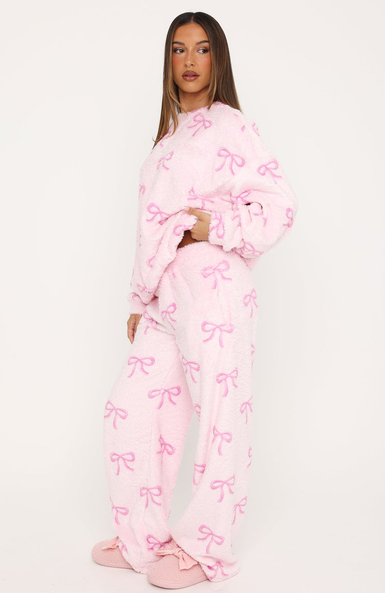 Cuddly And Cosy Pyjama Pants Pink Bow