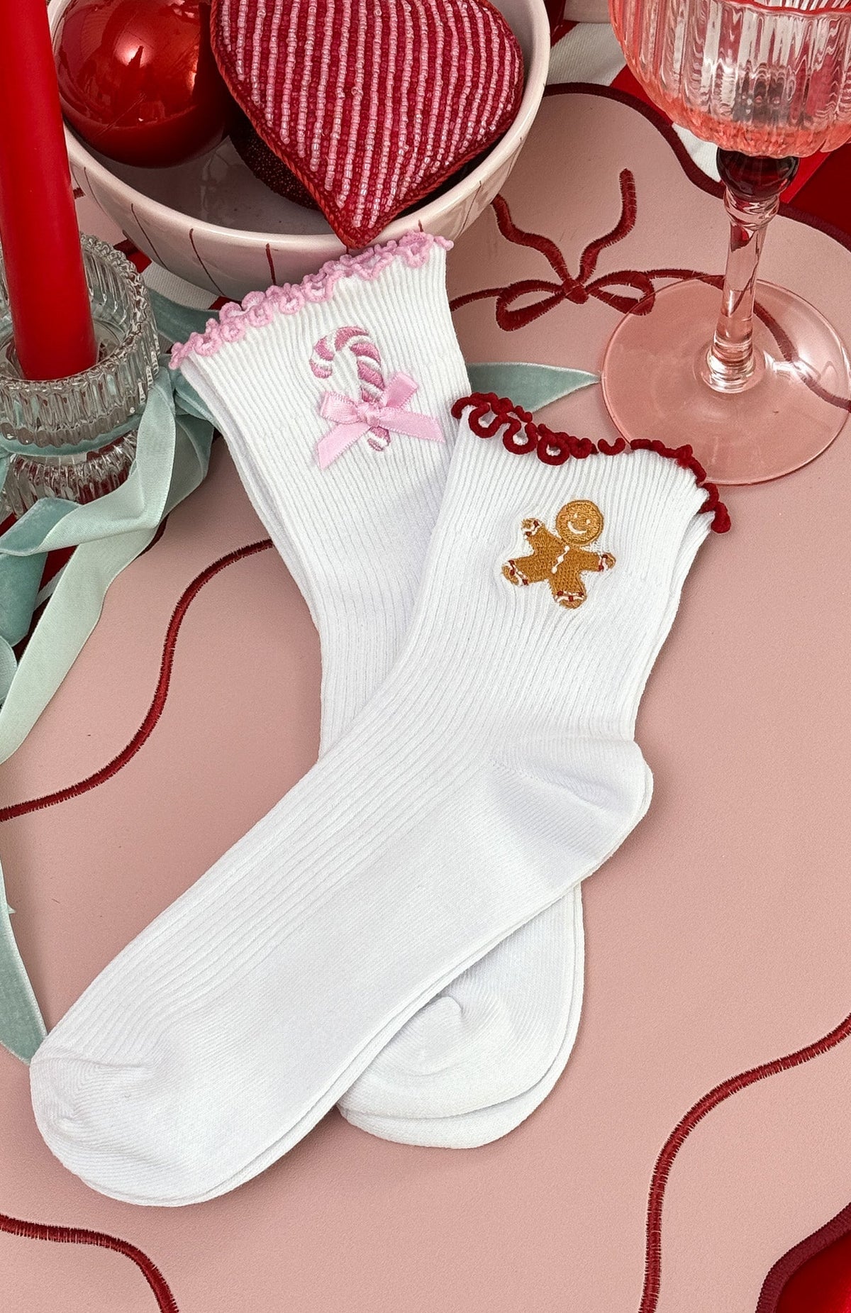 Festive Socks 2 Pack Candy Cane/Gingerbread