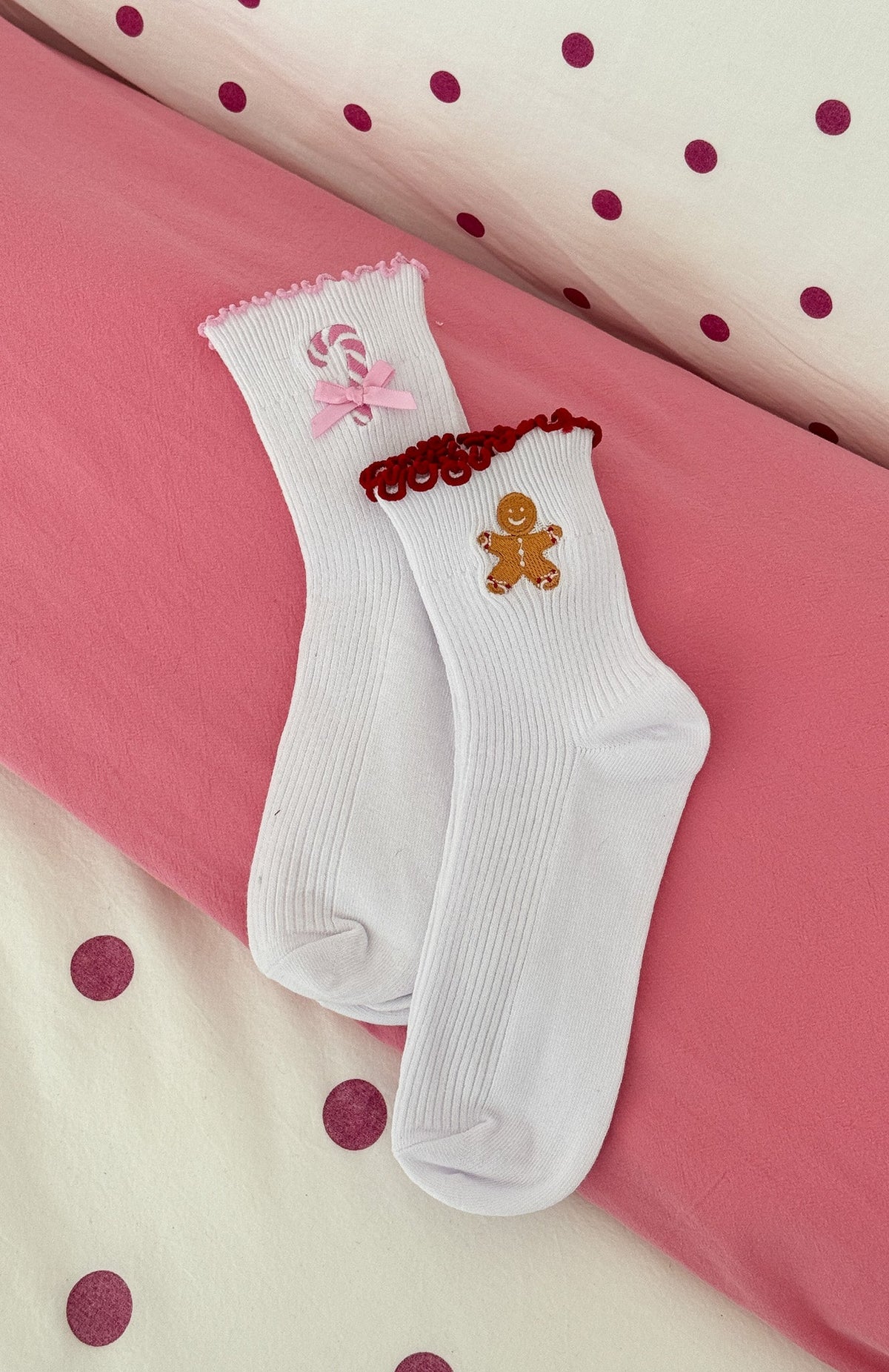 Festive Socks 2 Pack Candy Cane/Gingerbread