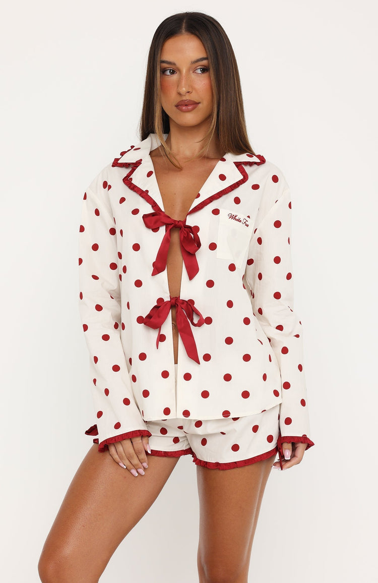 Lazy Day Long Sleeve Pyjama Top Berry Sprinkle