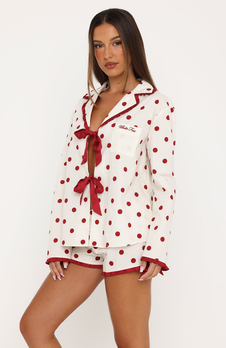 Lazy Day Long Sleeve Pyjama Top Berry Sprinkle