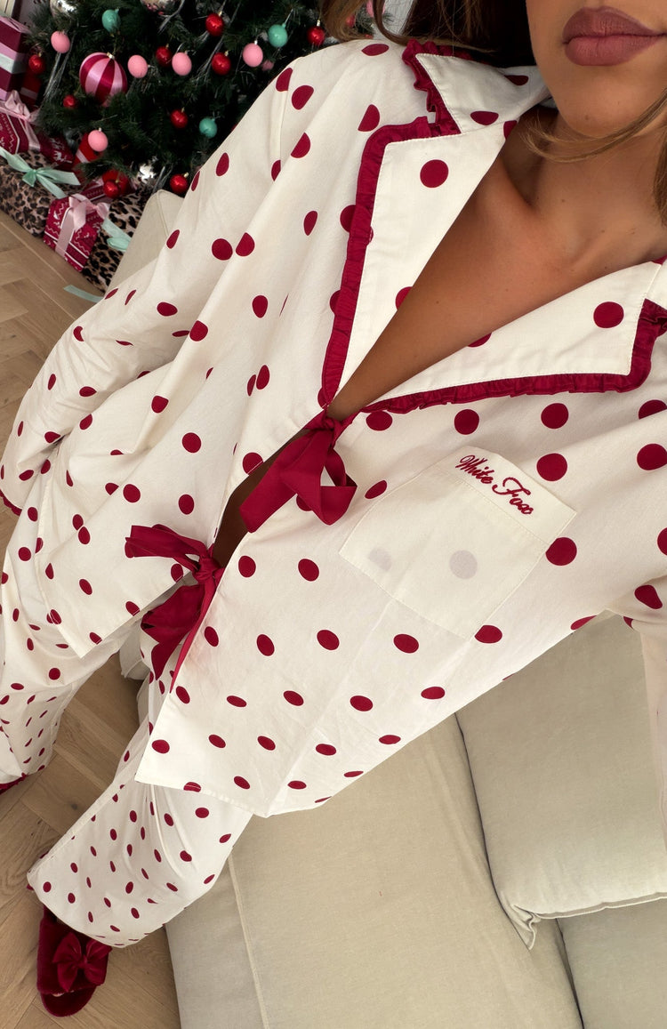 Lazy Day Long Sleeve Pyjama Top Berry Sprinkle
