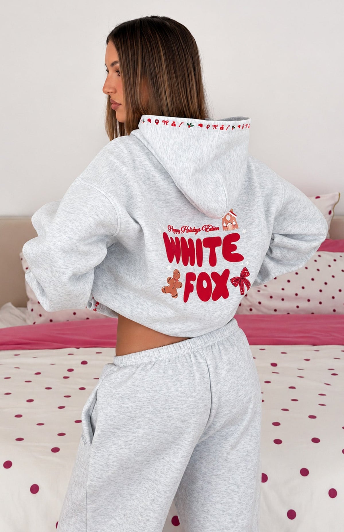 Merry & Bright Oversized Hoodie Grey Marle