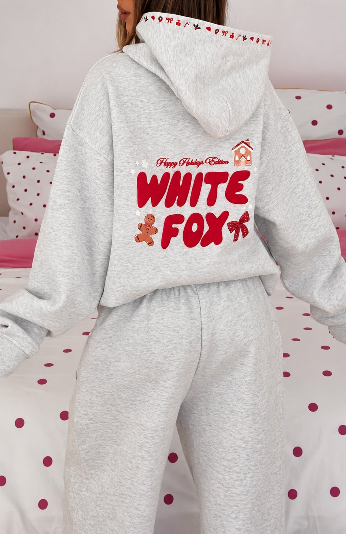 Merry & Bright Oversized Hoodie Grey Marle