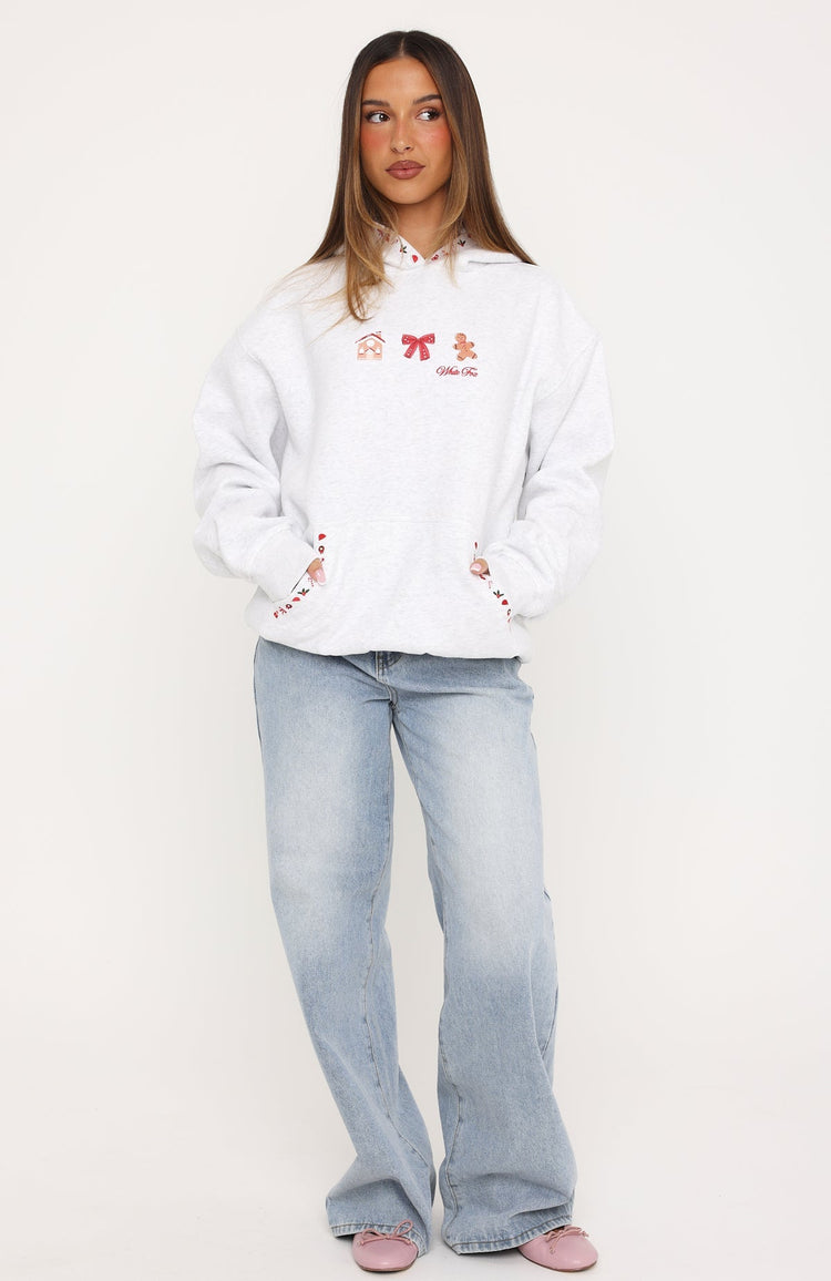 Merry & Bright Oversized Hoodie Grey Marle