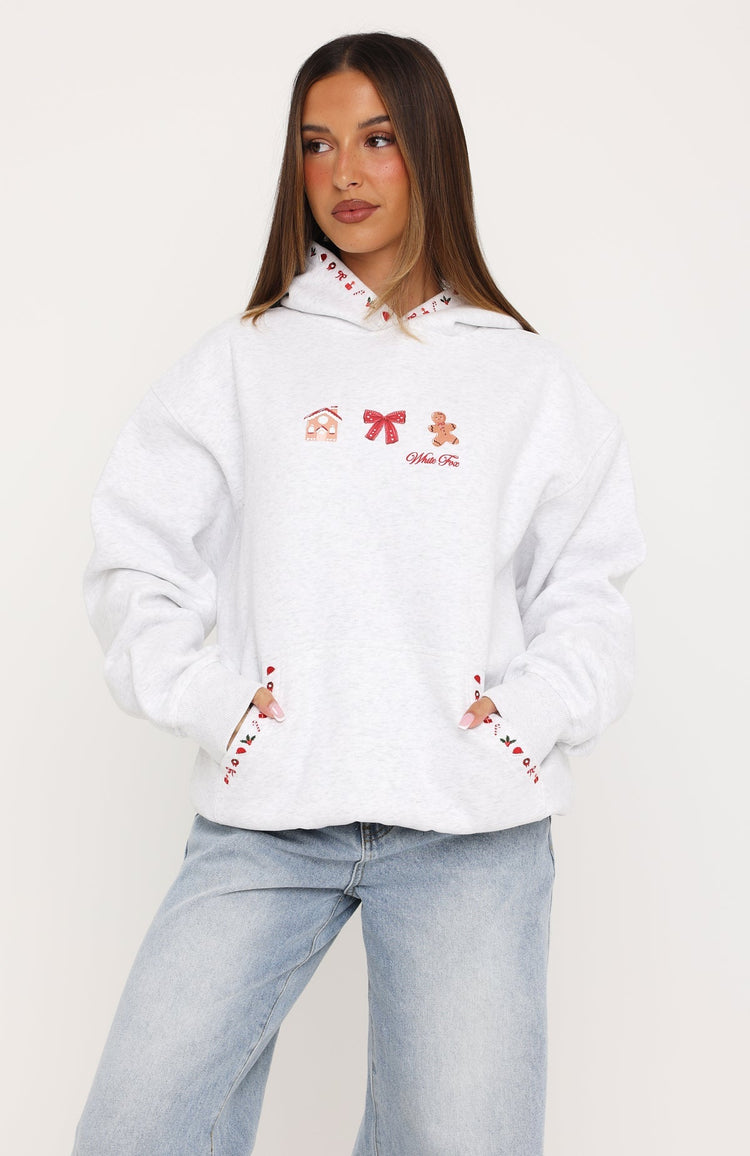 Merry & Bright Oversized Hoodie Grey Marle