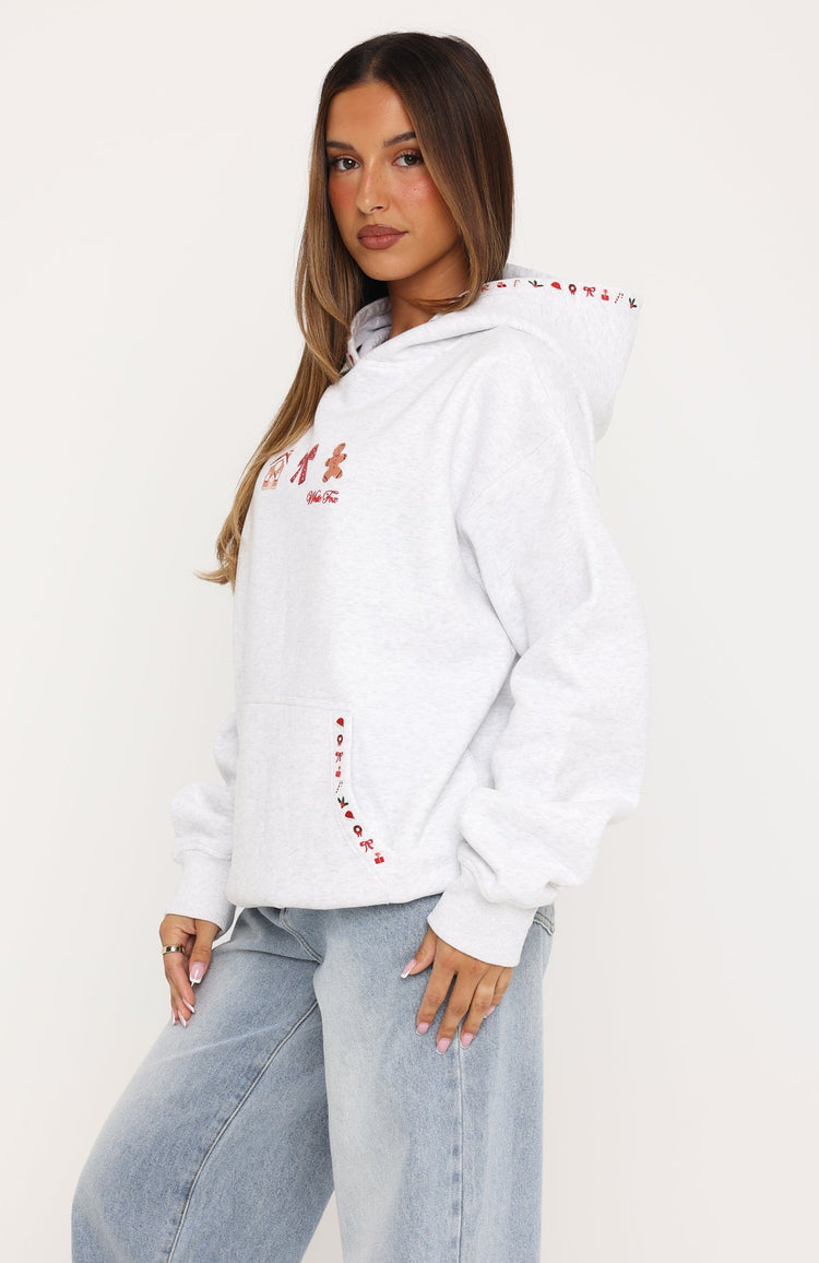 Merry & Bright Oversized Hoodie Grey Marle