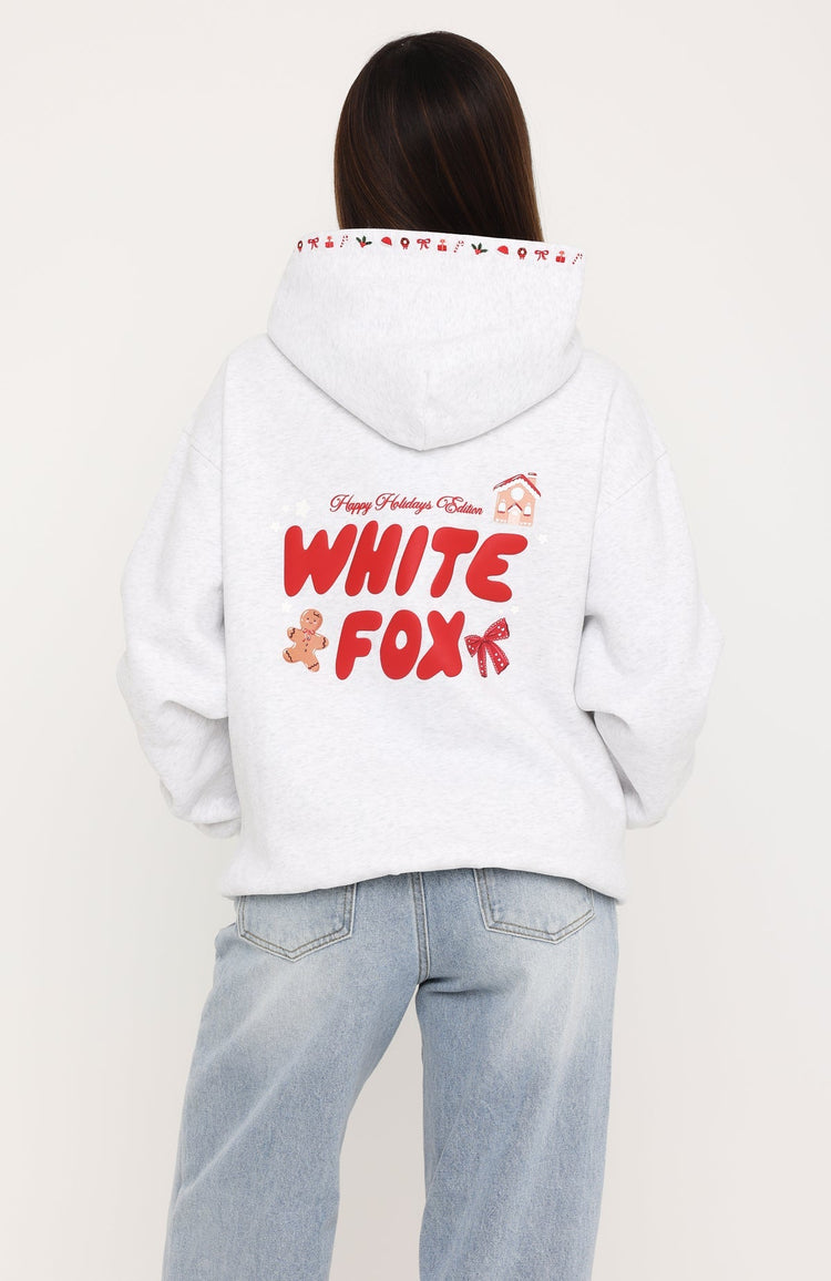 Merry & Bright Oversized Hoodie Grey Marle