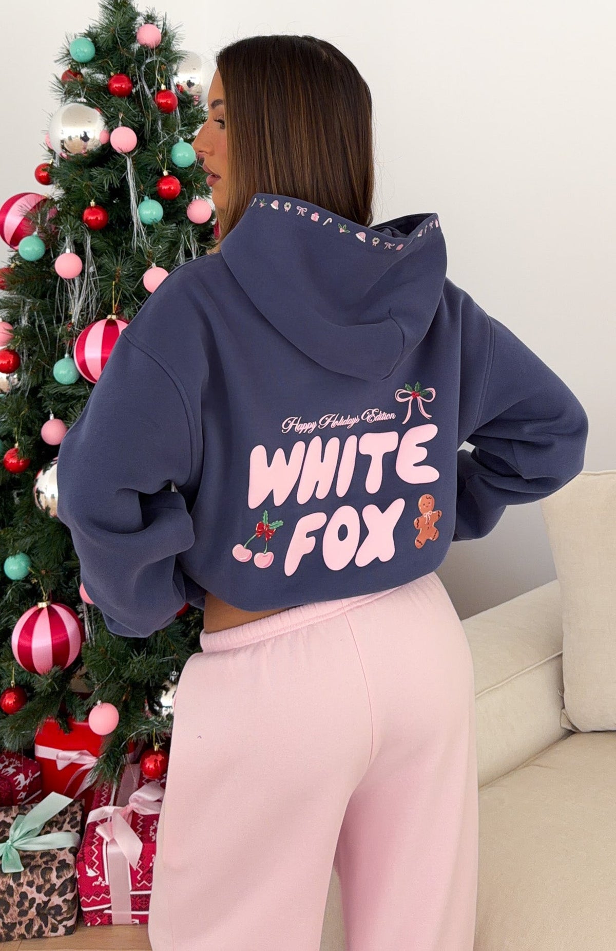 Merry & Bright Oversized Hoodie Navy