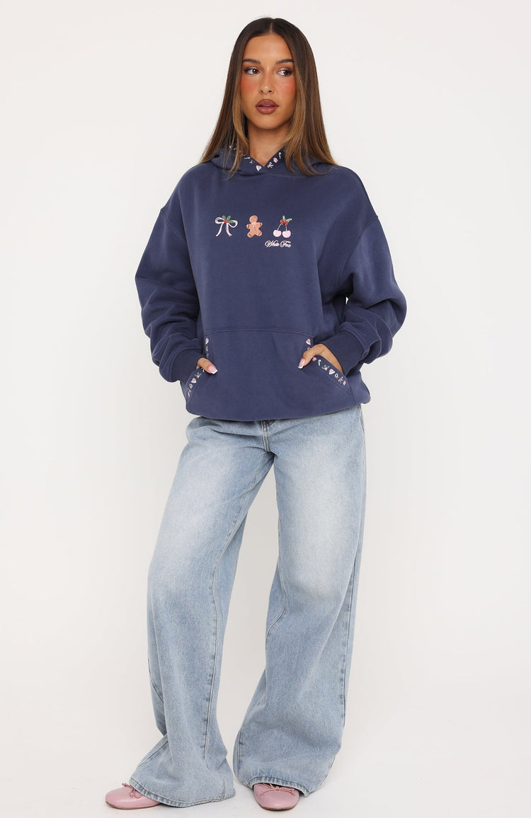 Merry & Bright Oversized Hoodie Navy