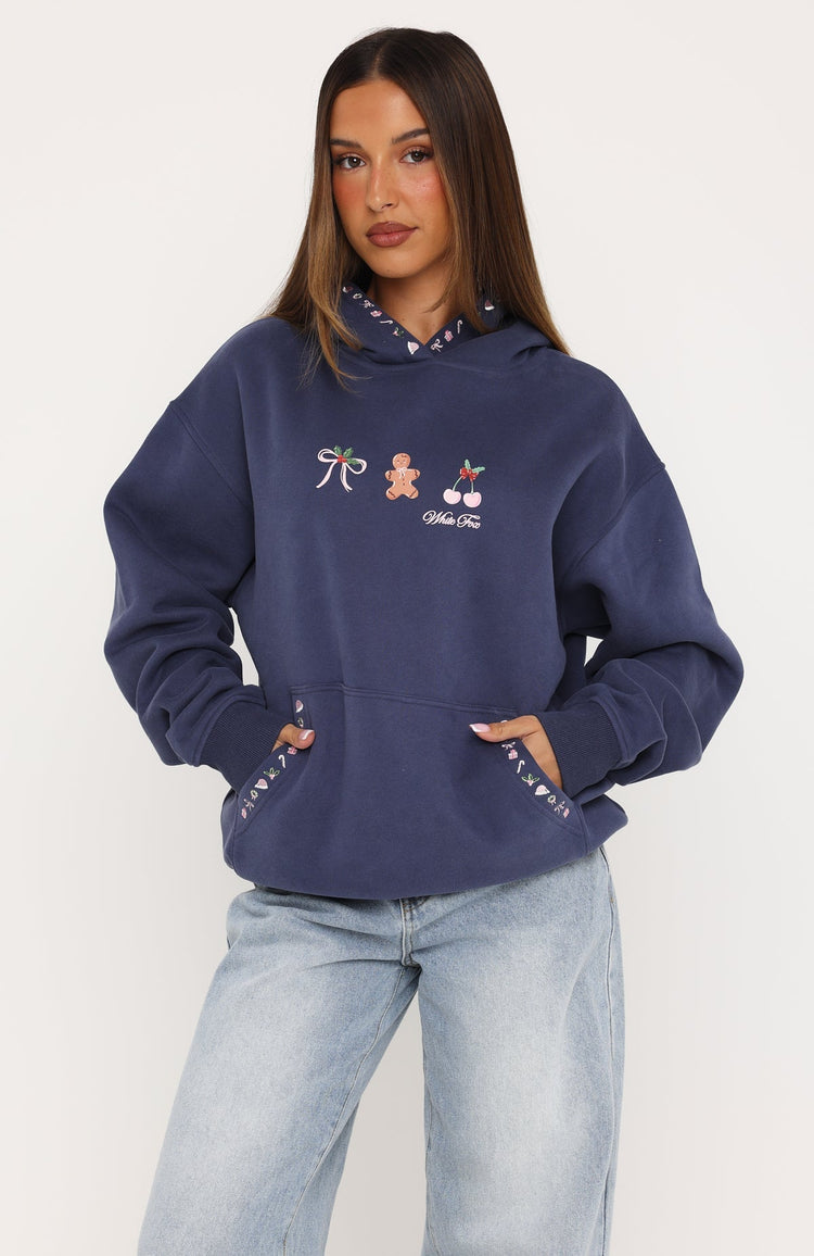 Merry & Bright Oversized Hoodie Navy