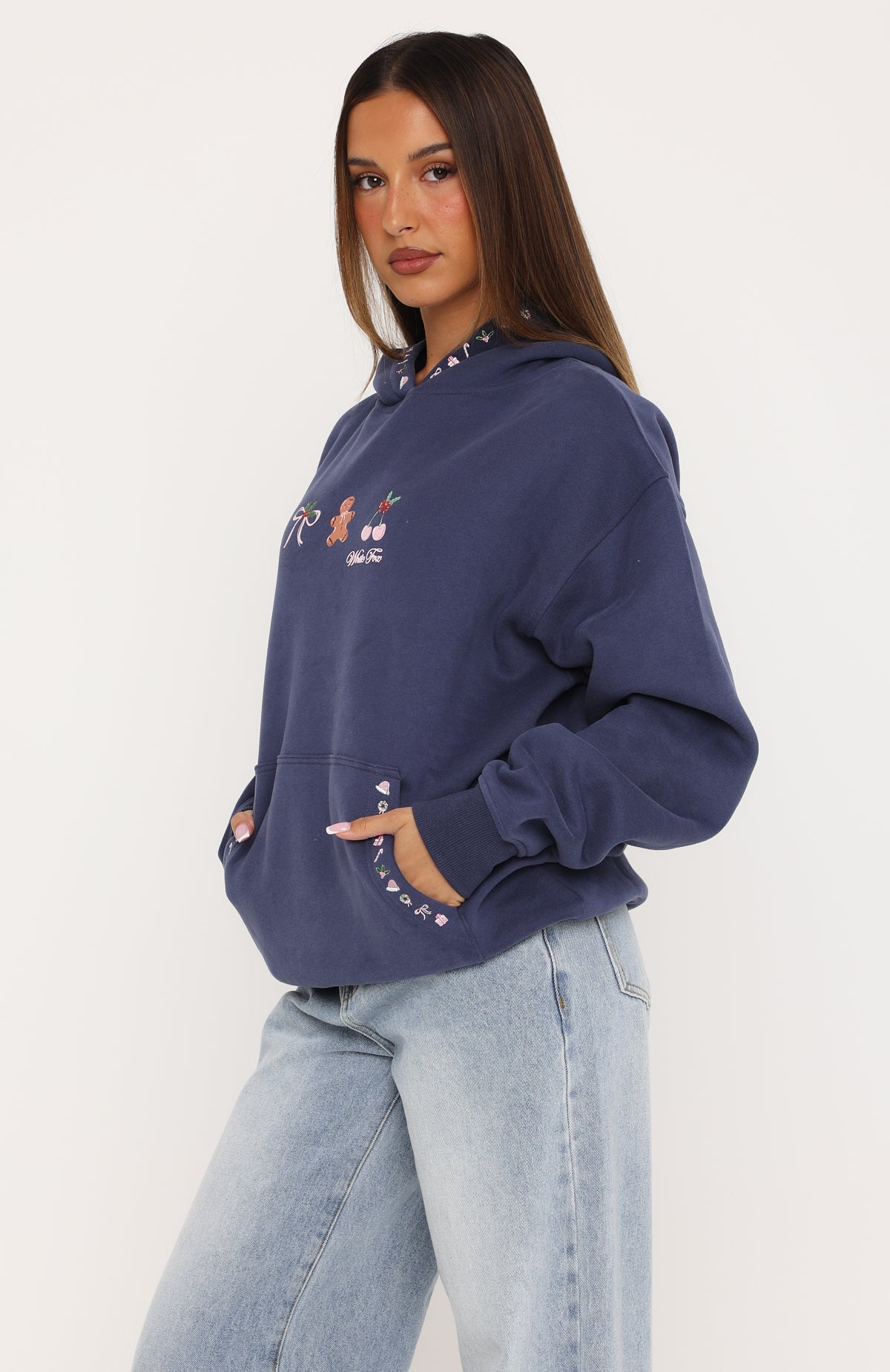 Merry & Bright Oversized Hoodie Navy