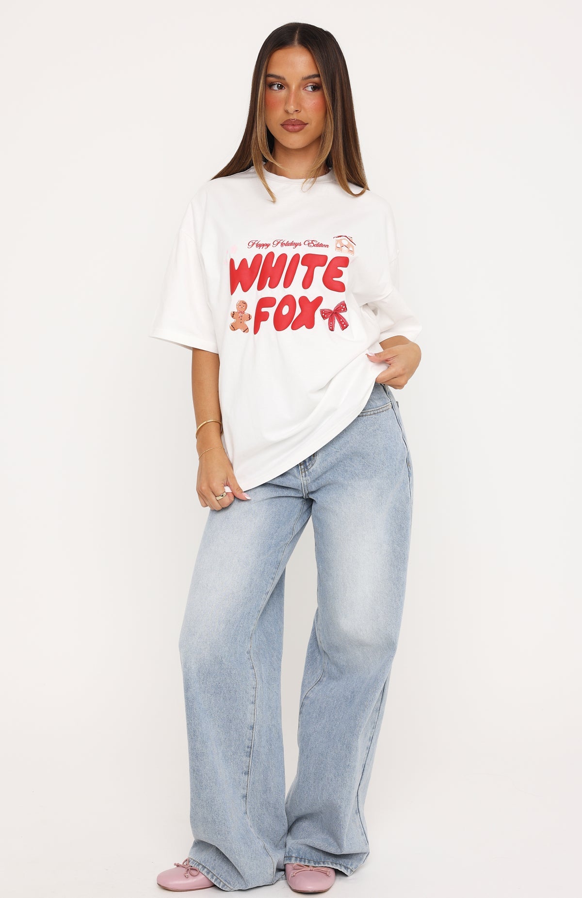 Merry & Bright Oversized Tee White
