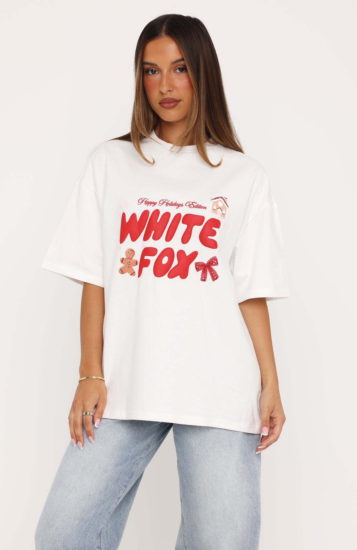 Merry & Bright Oversized Tee White