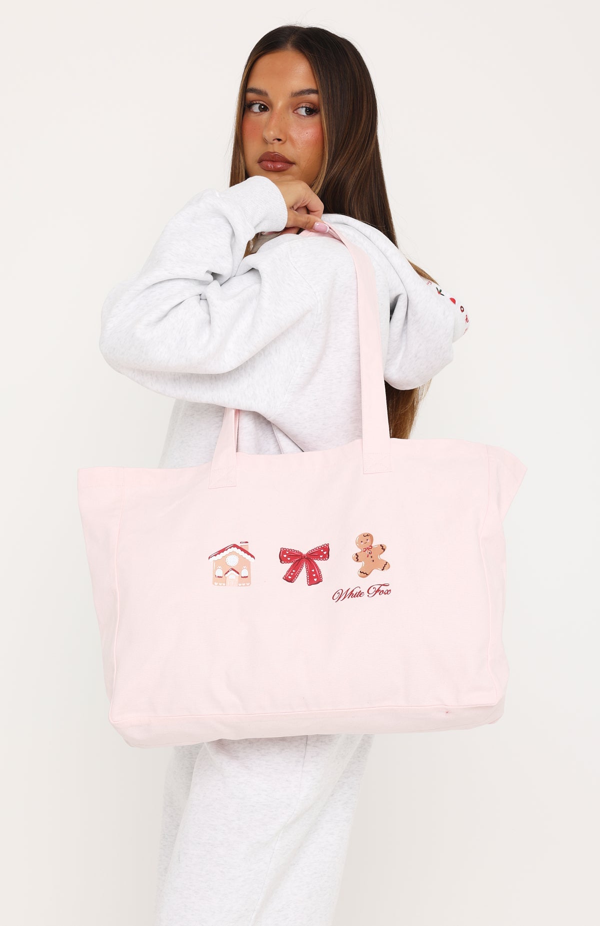 Merry & Bright Tote Bag Pink