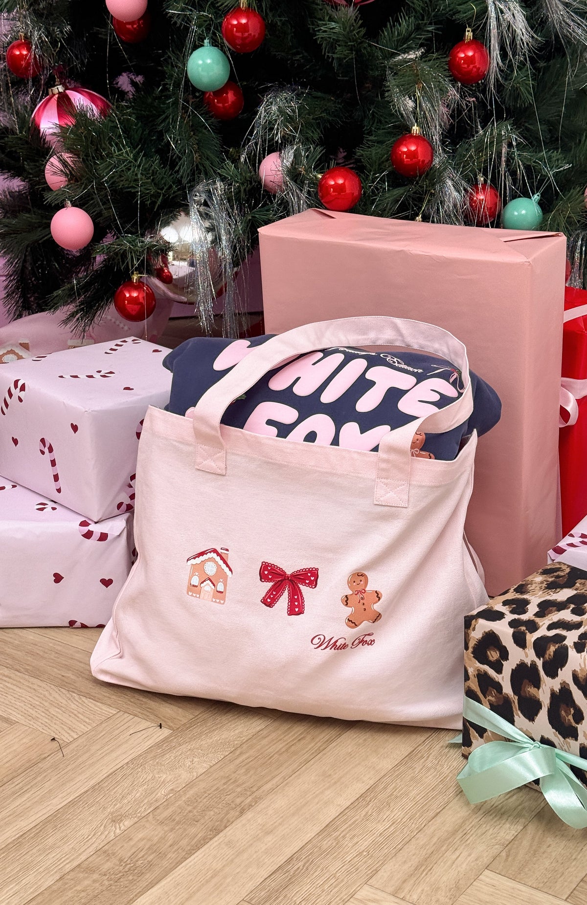 Merry & Bright Tote Bag Pink