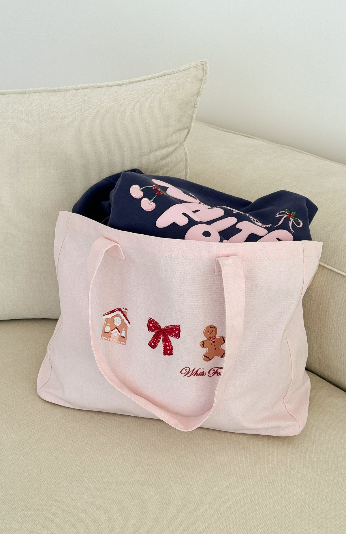 Merry & Bright Tote Bag Pink