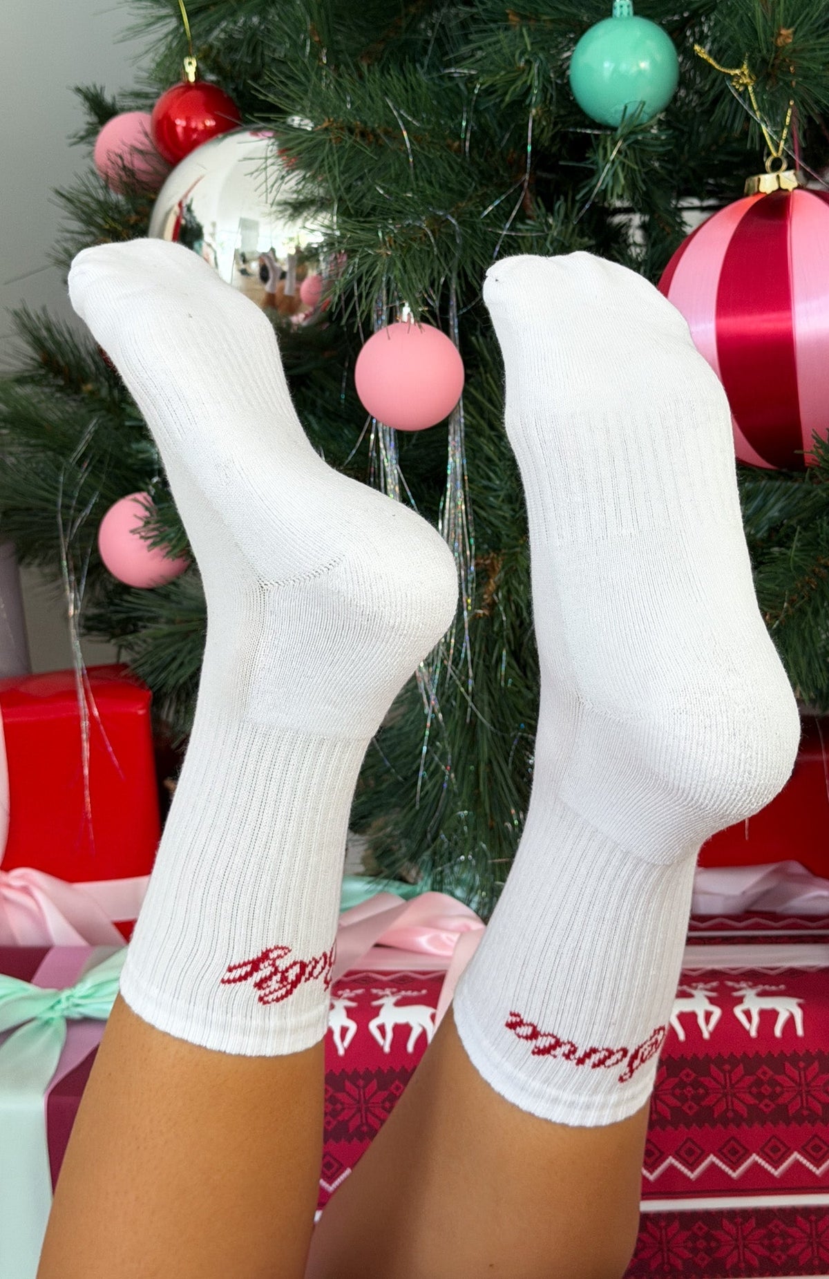 Santa Baby Socks White/Red