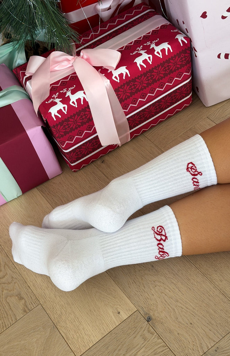 Santa Baby Socks White/Red