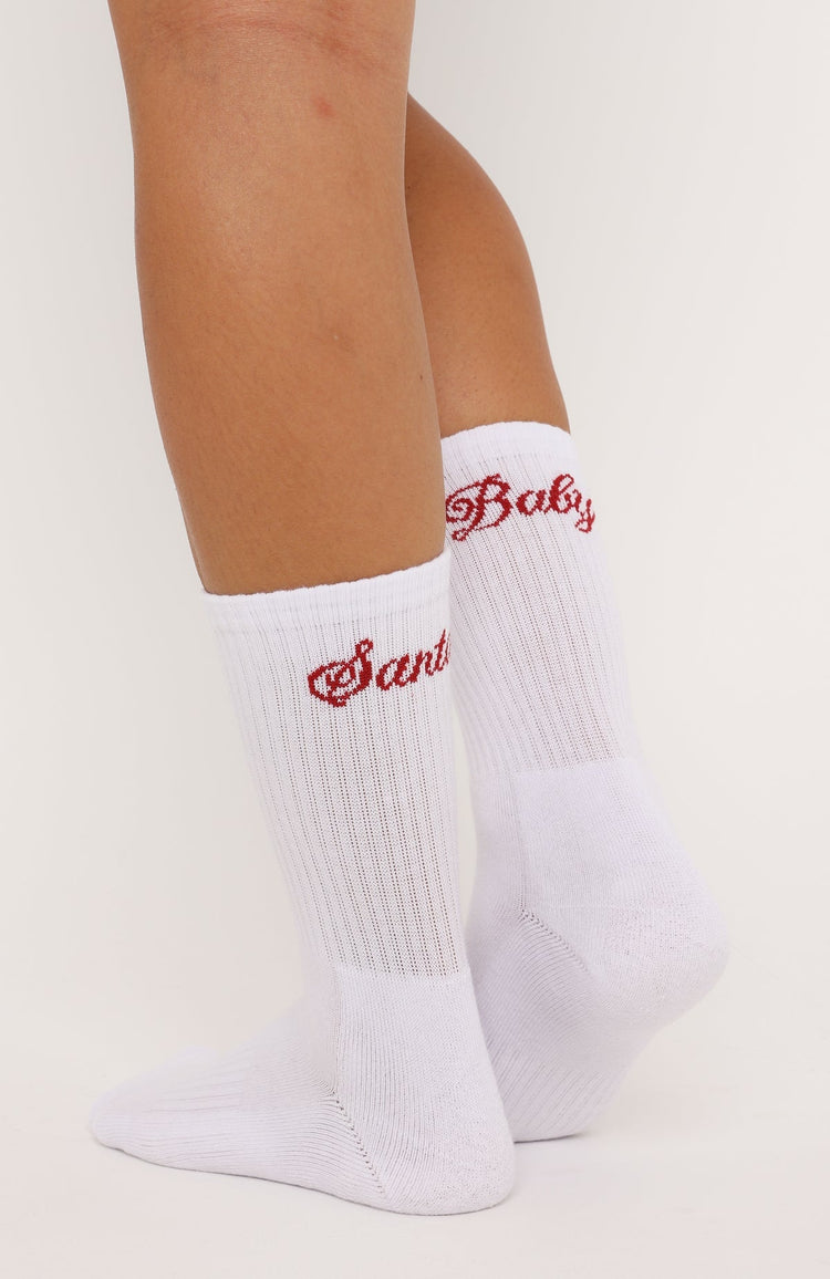 Santa Baby Socks White/Red