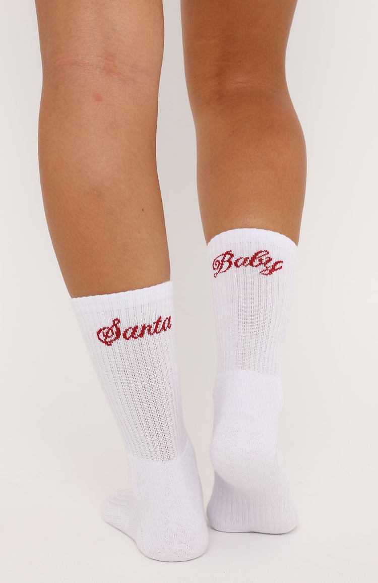Santa Baby Socks White/Red