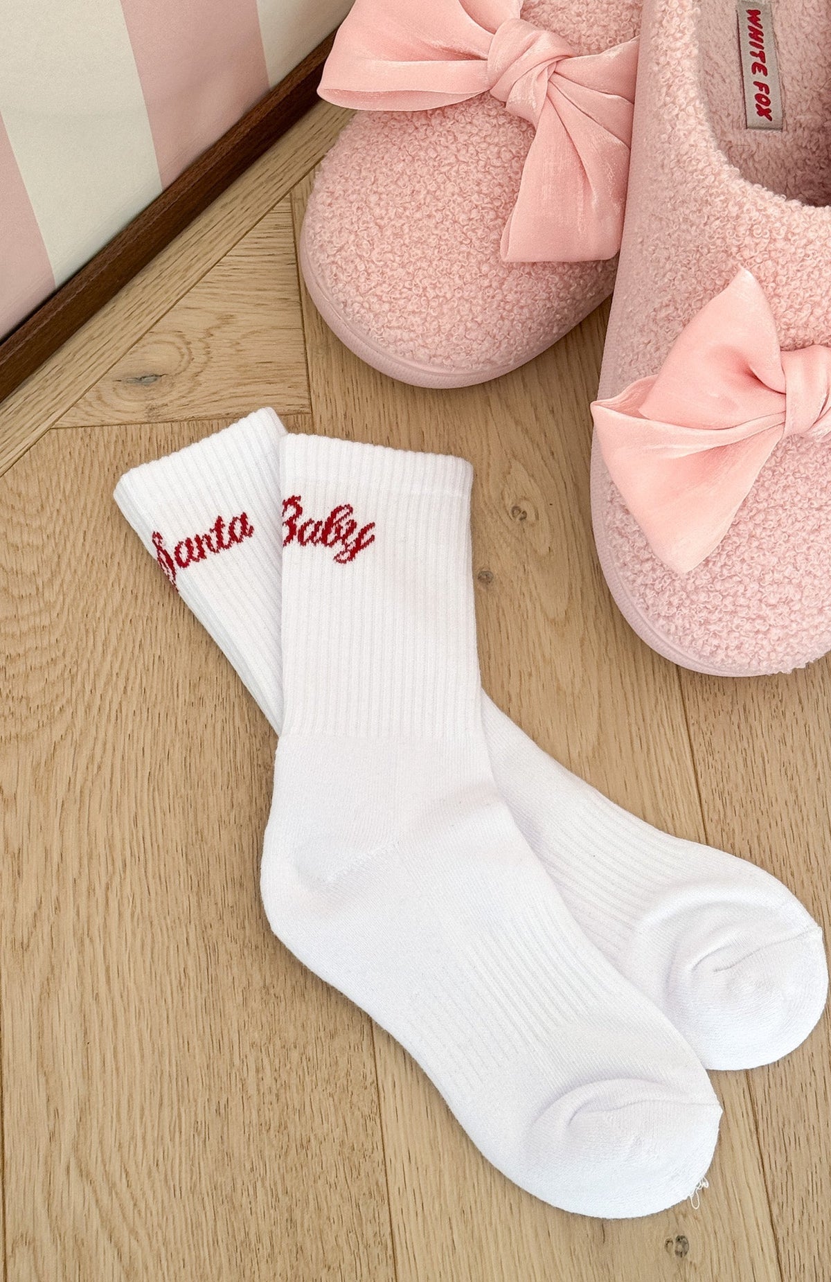 Santa Baby Socks White/Red