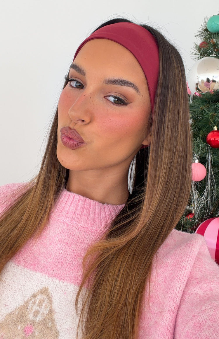 Staying Safe 2 Pack Headband Burgundy & Plaid