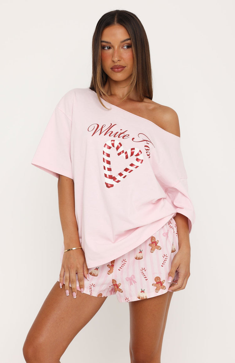 Sweetheart Pyjama Off Shoulder Tee Light Pink