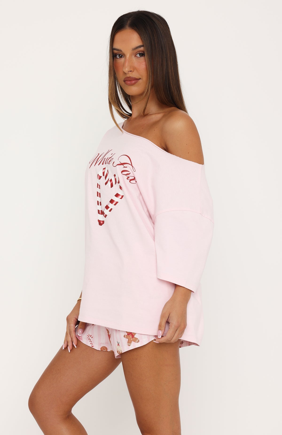 Sweetheart Pyjama Off Shoulder Tee Light Pink