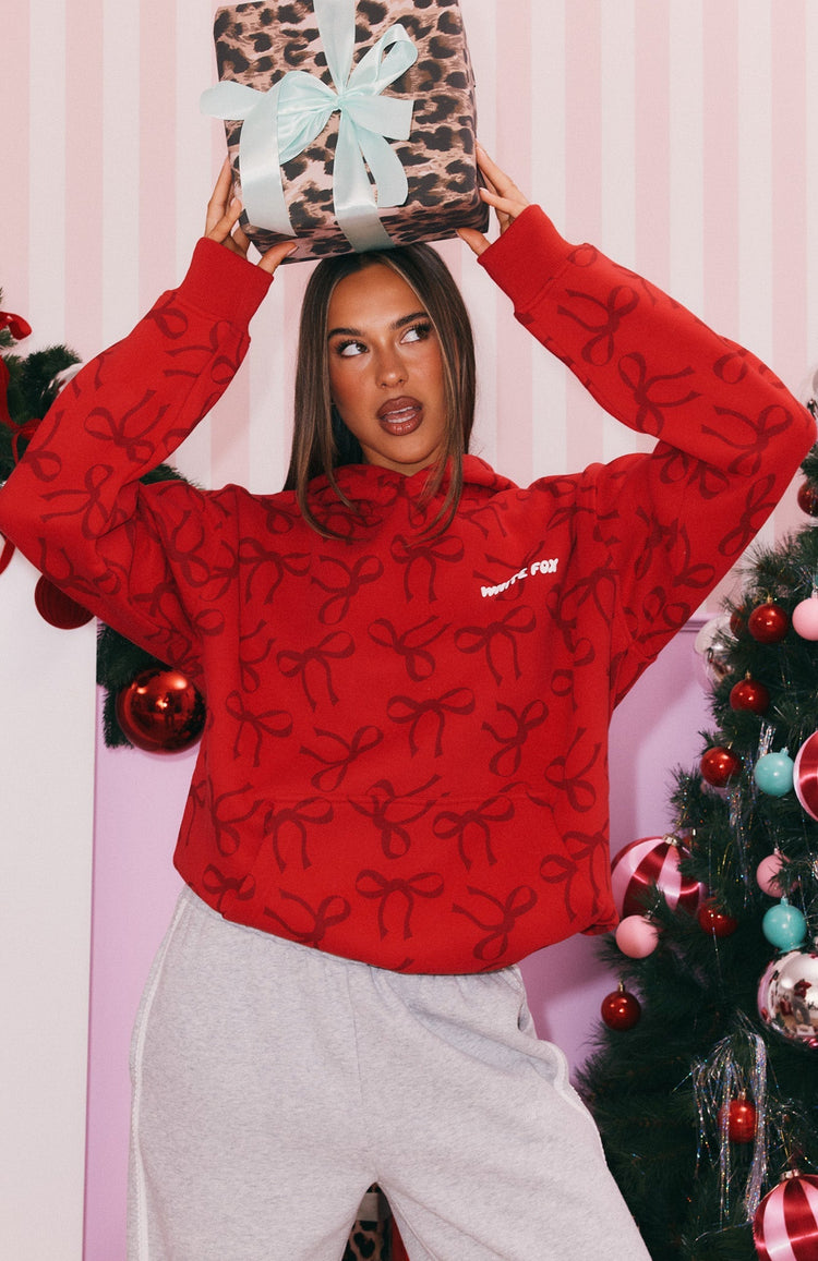 Wrapped With Love Oversized Hoodie Red Bow