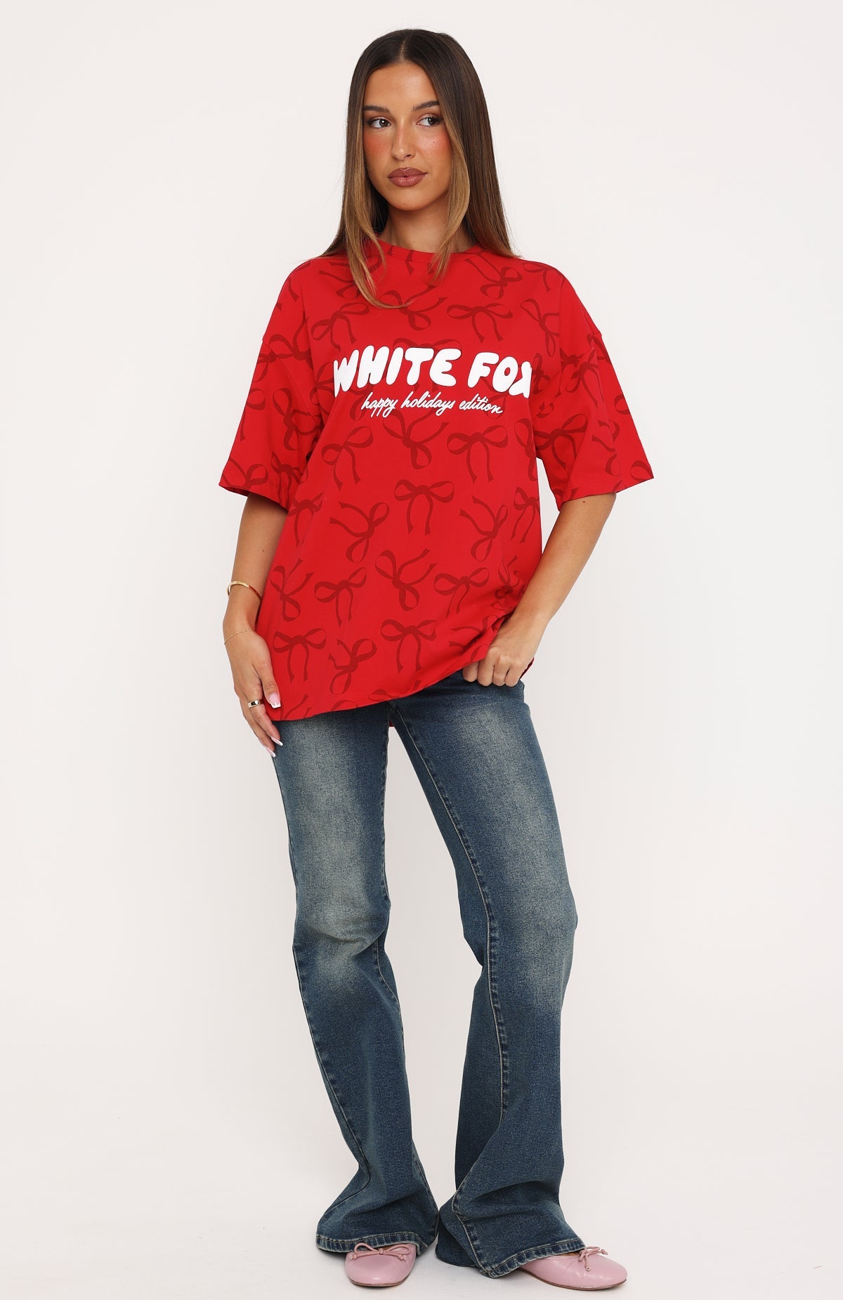 Wrapped With Love Oversized Tee Red Bow