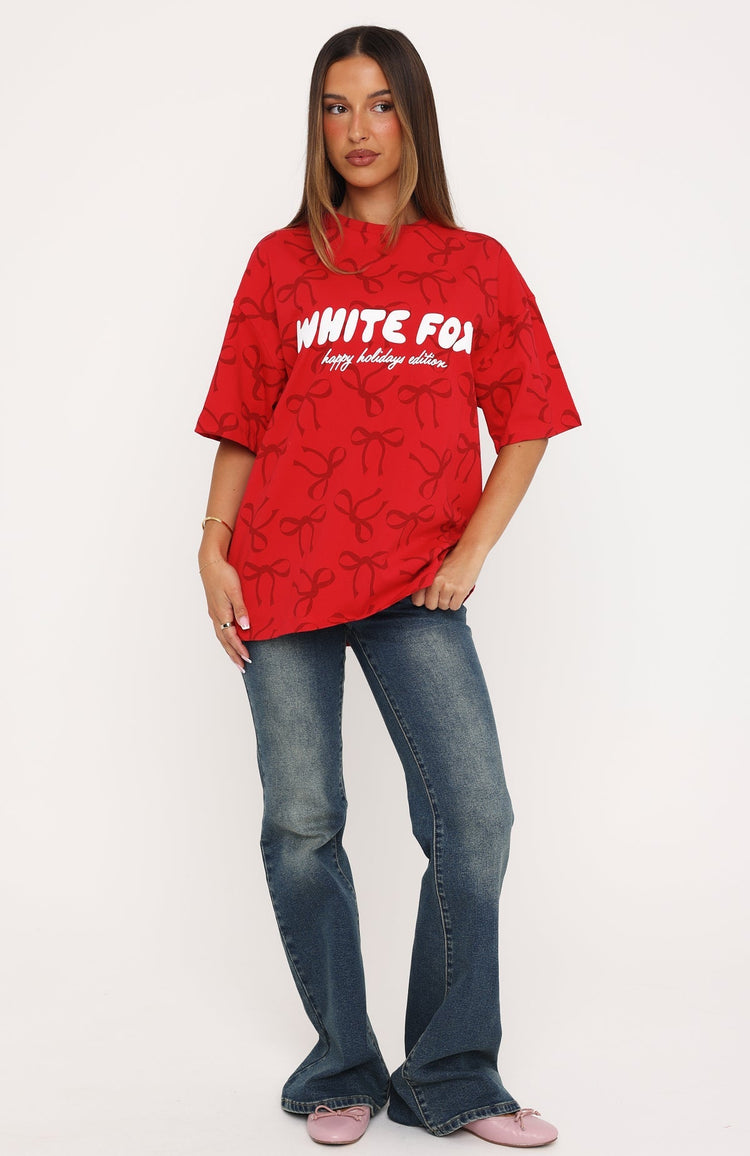 Wrapped With Love Oversized Tee Red Bow