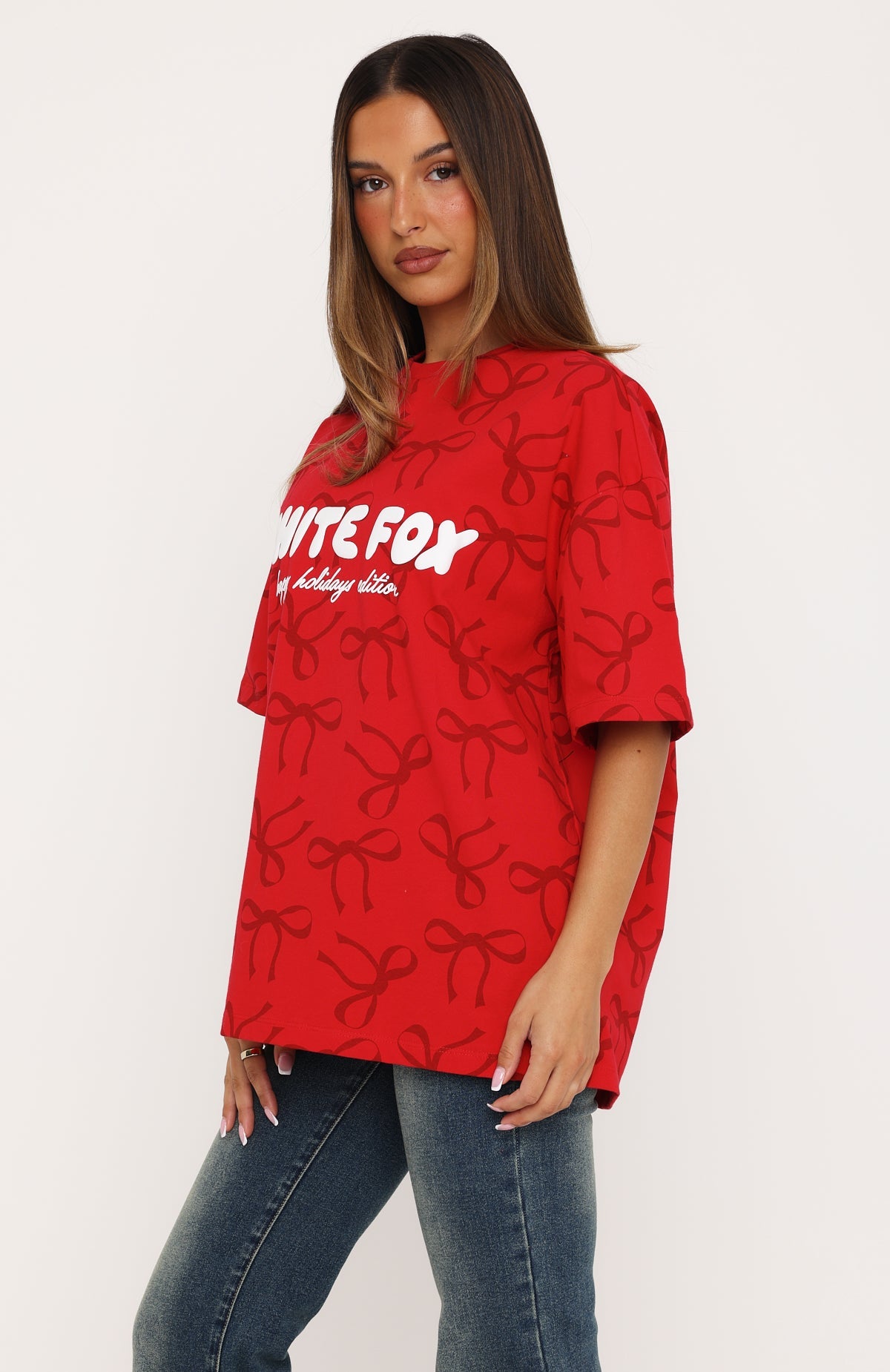 Wrapped With Love Oversized Tee Red Bow