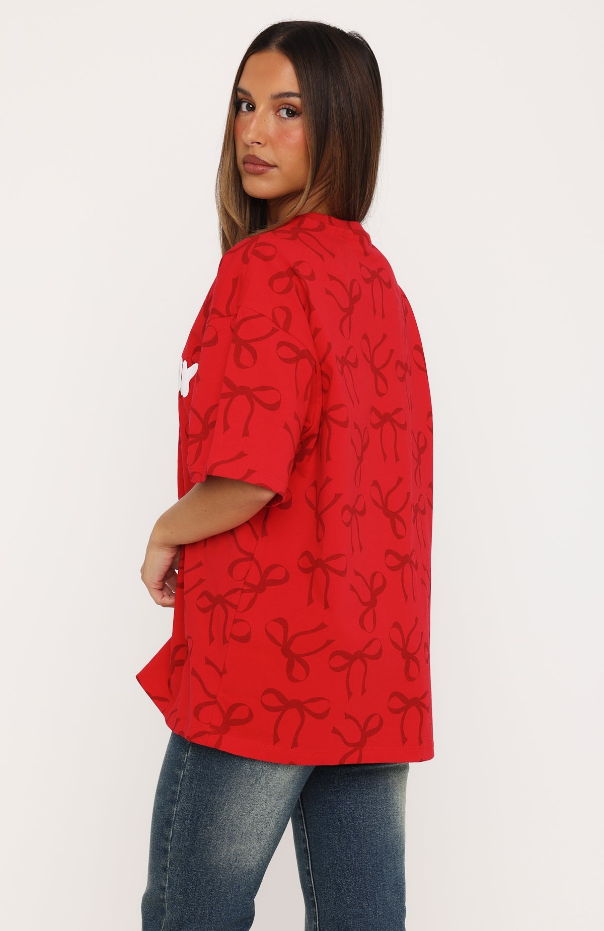 Wrapped With Love Oversized Tee Red Bow