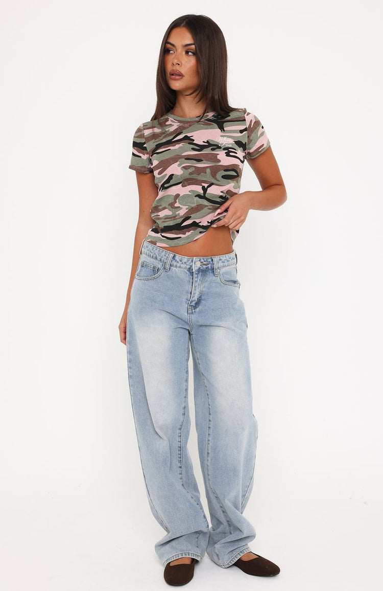 Keeping Track Relaxed Baby Tee Camo Print