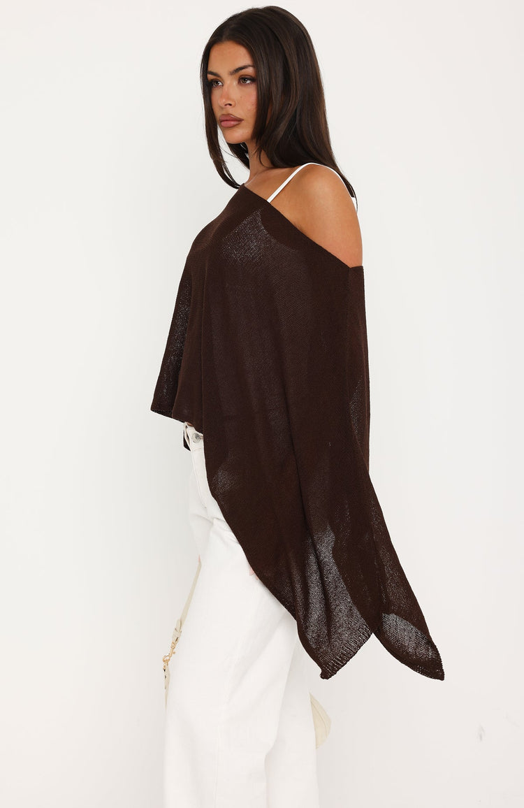 You're A Cutie Knit Poncho Top Chocolate