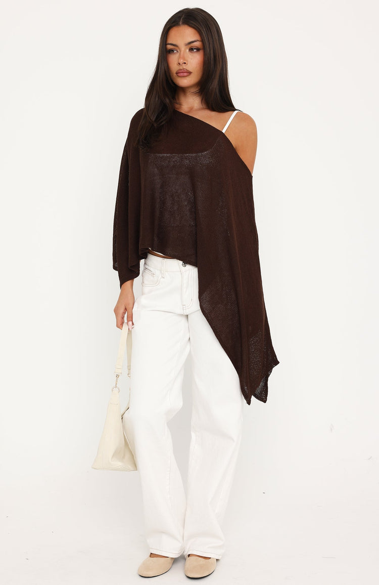 You're A Cutie Knit Poncho Top Chocolate