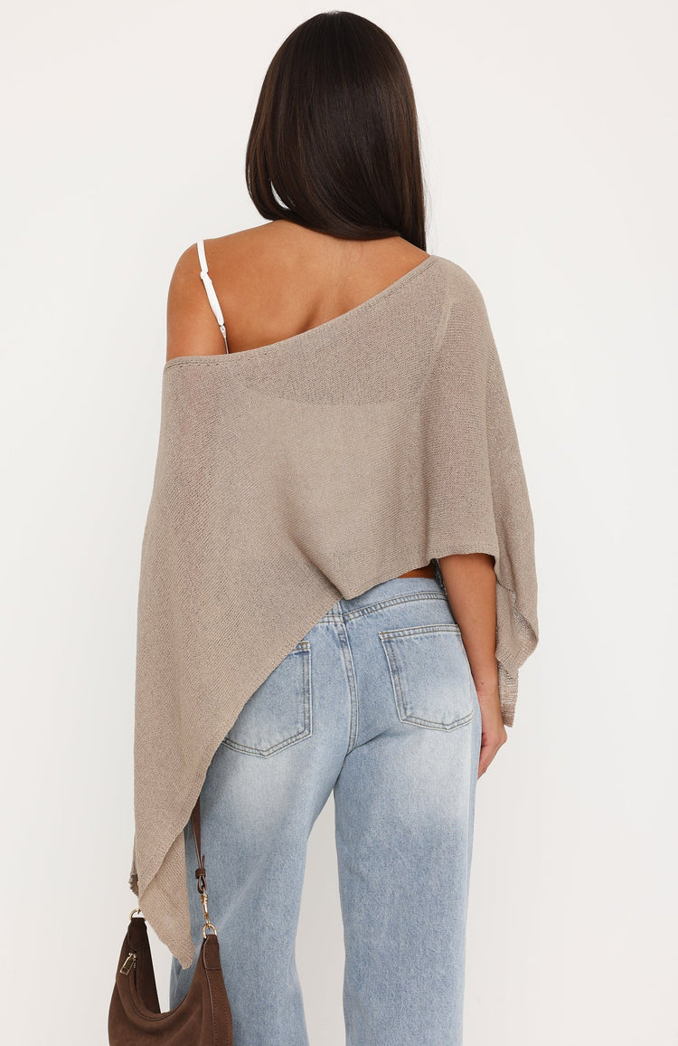 You're A Cutie Knit Poncho Top Taupe