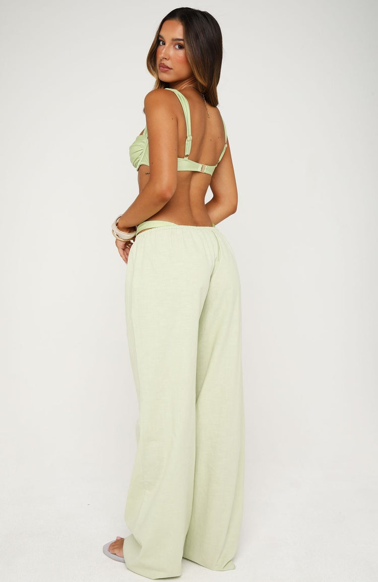 Lover's Refresh Linen Wide Leg Pants Pistachio